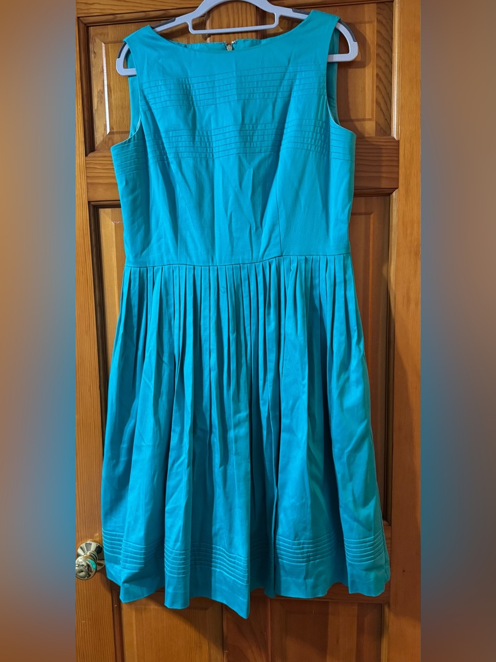 Anne Klein Teal Sleeveless Pleated Fit-and-Flare Dress